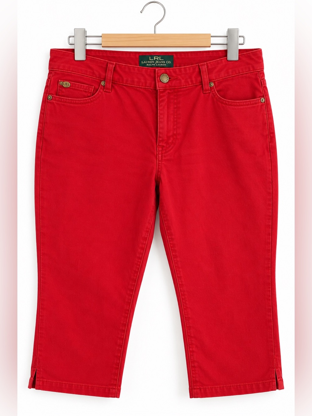 Lauren Ralph Lauren Red Cotton Capri Pants Size 12 LRL Cropped Jeans